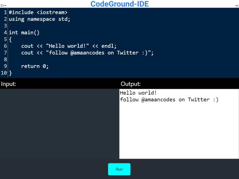 Codeground-IDE for C++ and Java